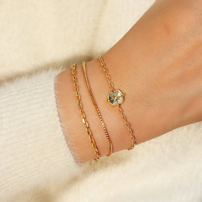 Ania Haie Gold Colour-Block Mother of Pearl Star Bracelet