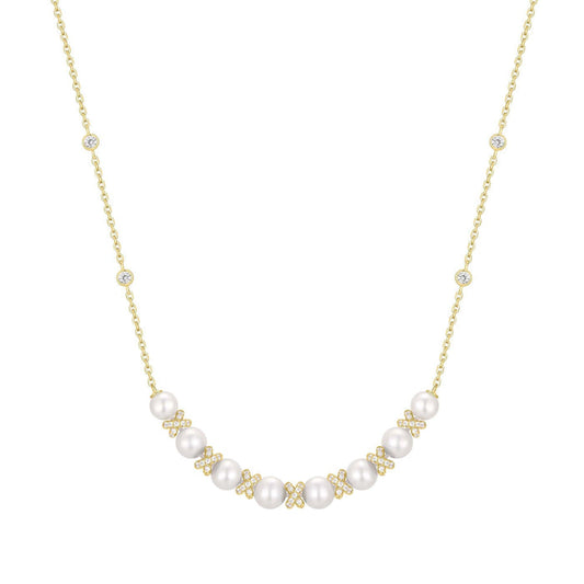 Ania Haie Gold Sparkling Braided Shell Pearl Necklace