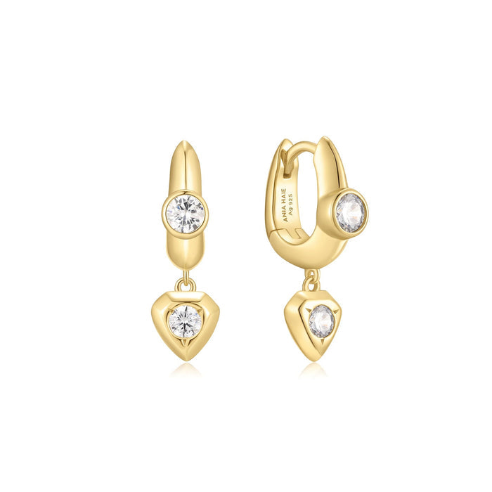 Ania Haie Gold U-Shaped Shield Drop Huggie Hoop Earrings