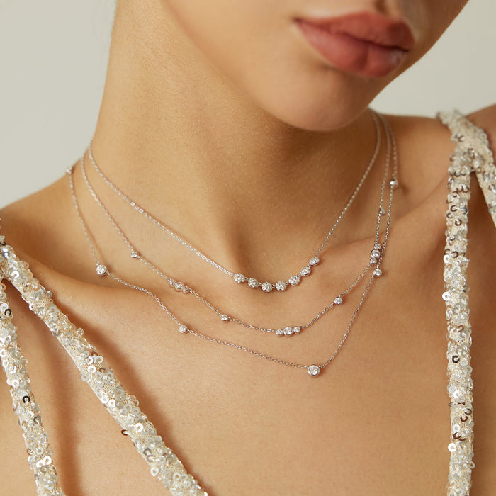 Ania Haie Silver Bezel Cubic Zirconia Station Necklace