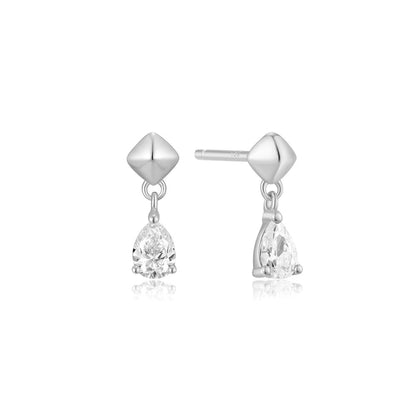 Ania Haie Silver Pyramid Dangle Threaded Stud Earrings