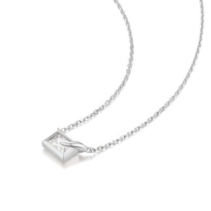 Ania Haie Silver Sparkling Bezel-Set Cube Necklace