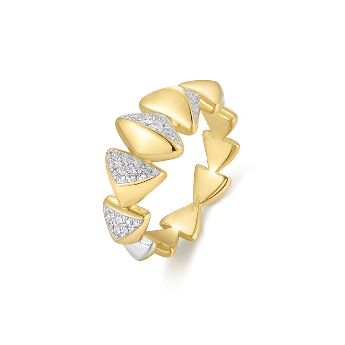 Ania Haie Two-Tone Sparkling Bold Puffy Spike Ring