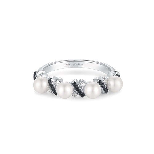 Ania Haie Two-Tone Sparkling Braided Shell Pearl Ring