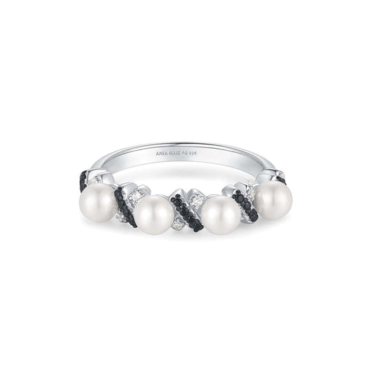 Ania Haie Two-Tone Sparkling Braided Shell Pearl Ring