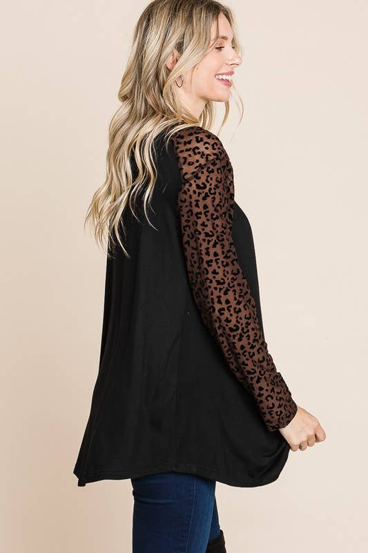 Animal Mesh Long Sleeve Top