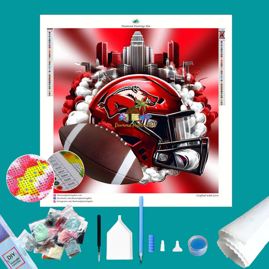Arkansas Football Helmet Diamond Painting