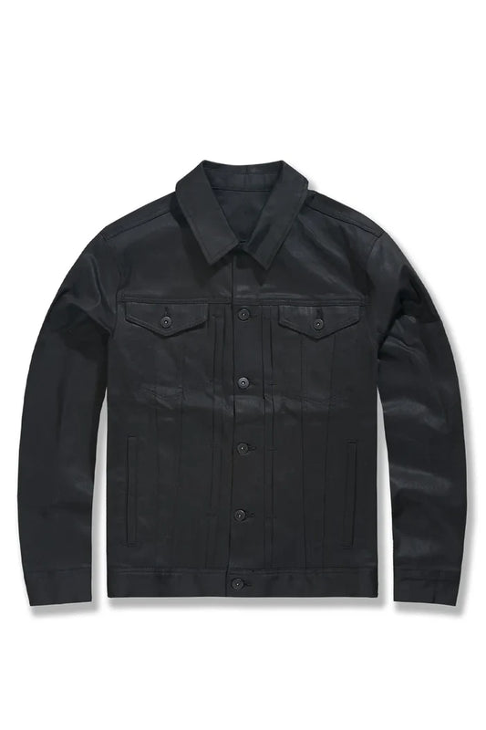 BIG MEN'S SMOOTH CRIMINAL DENIM TRUCKER JACKET (JET BLACK)-JJ460
