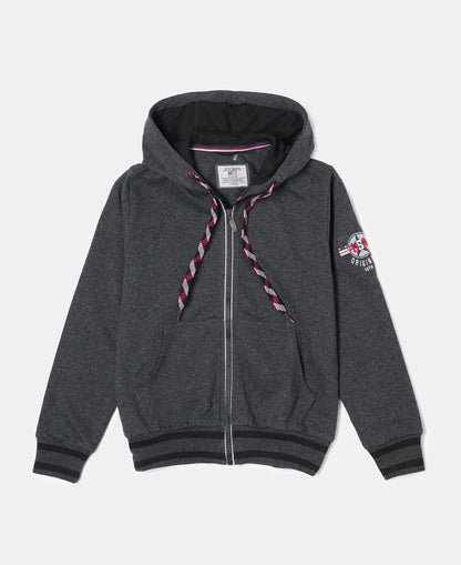 Super Combed Cotton French Terry Hoodie Jacket - True Black Melange-1