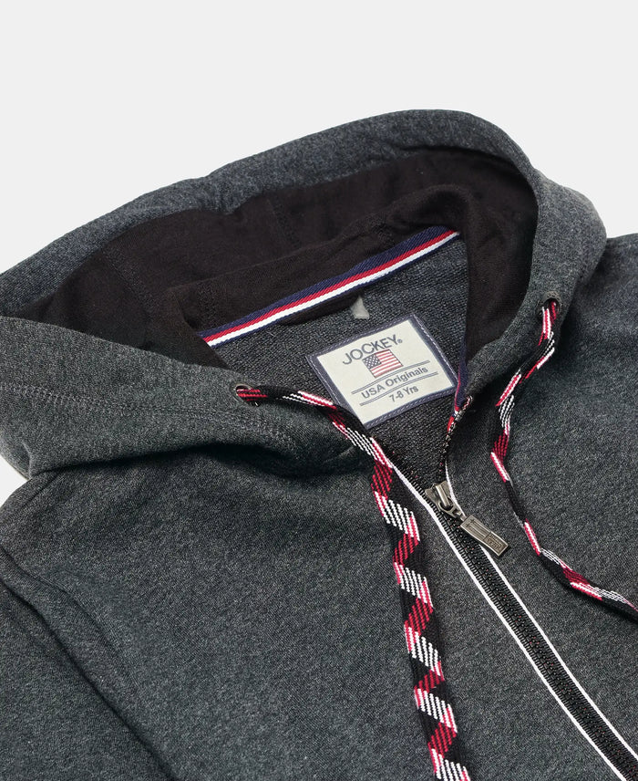 Super Combed Cotton French Terry Hoodie Jacket - True Black Melange-3
