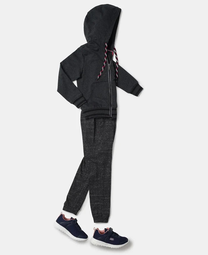 Super Combed Cotton French Terry Hoodie Jacket - True Black Melange-4