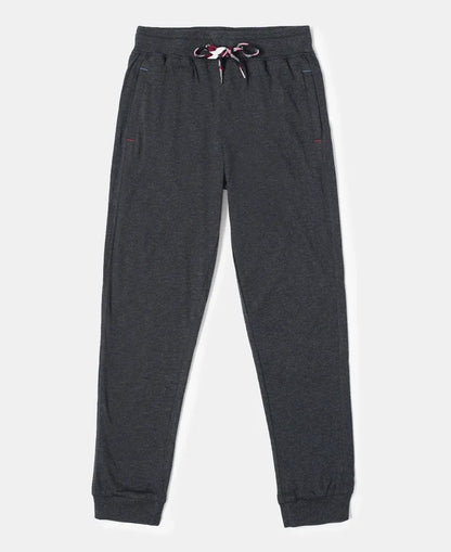 Super Combed Cotton Rich Joggers with Ribbed Cuff Hem - Black Melange-1
