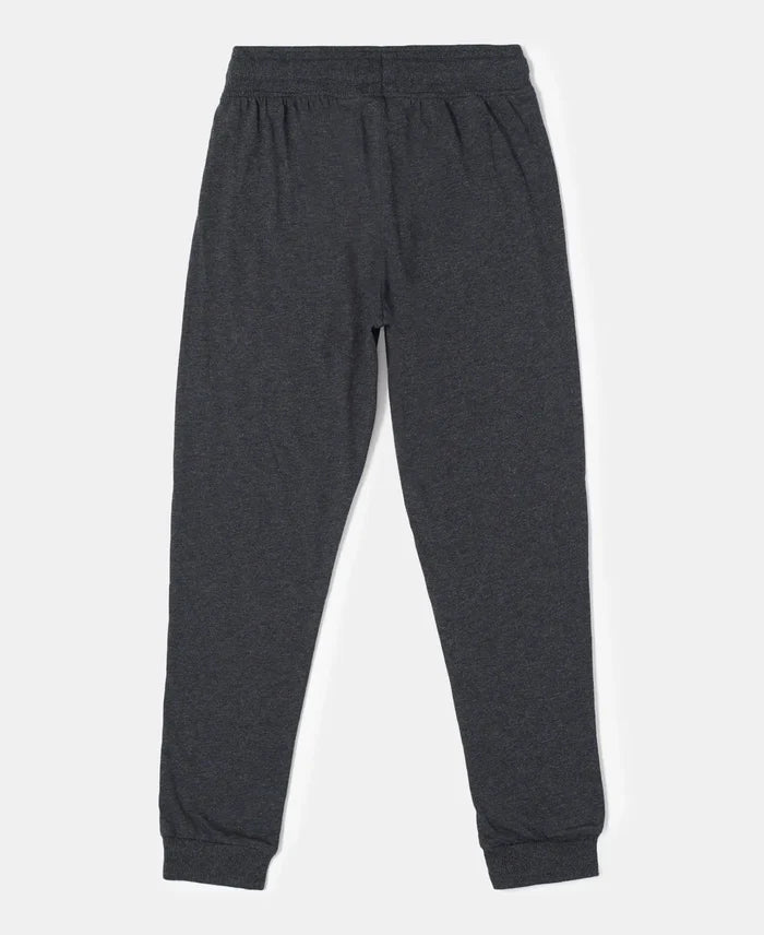 Super Combed Cotton Rich Joggers with Ribbed Cuff Hem - Black Melange-2