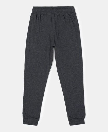Super Combed Cotton Rich Joggers with Ribbed Cuff Hem - Black Melange-2
