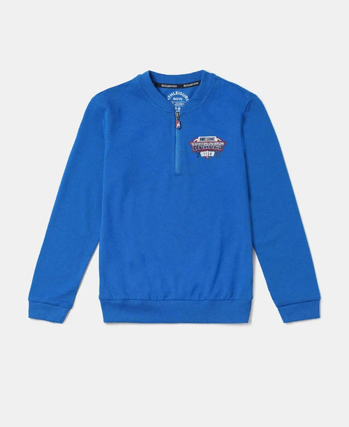 Super Combed Cotton Rich Mandarin Collar Sweatshirt - Neon Blue-1