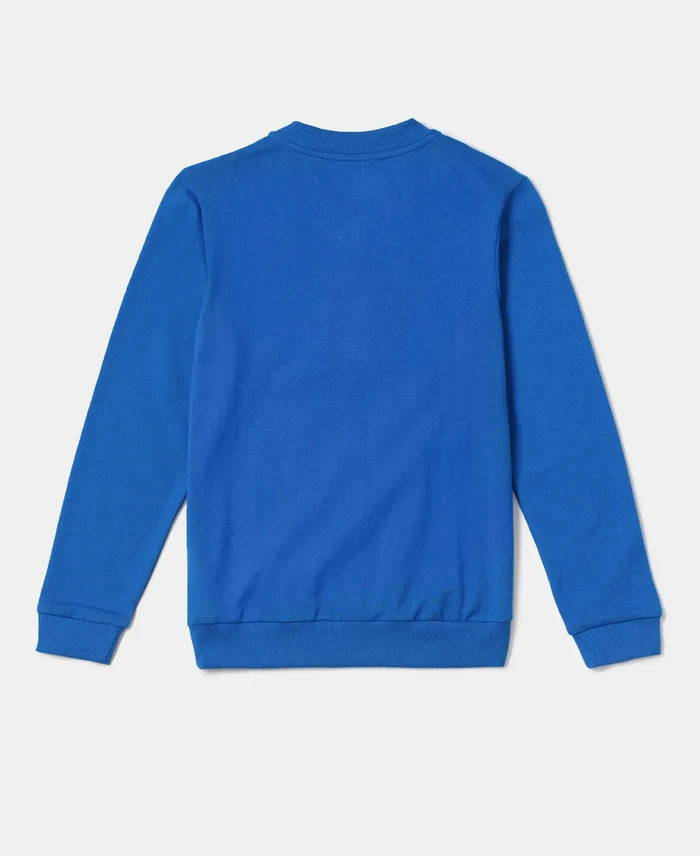Super Combed Cotton Rich Mandarin Collar Sweatshirt - Neon Blue-2