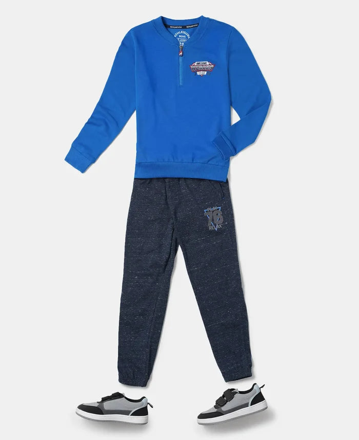 Super Combed Cotton Rich Mandarin Collar Sweatshirt - Neon Blue-4