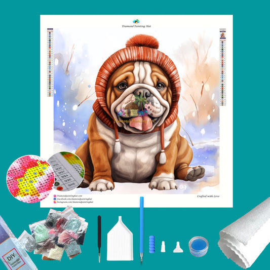 Bulldog Winter Diamond Painting