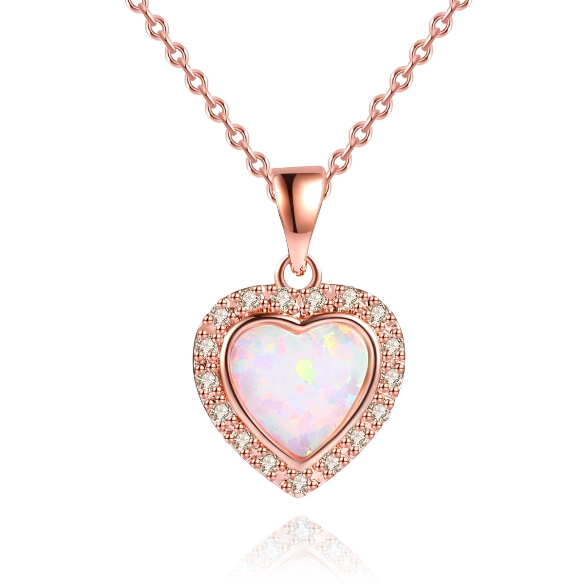 18K Rose Gold Plated Crystal Heart Necklace