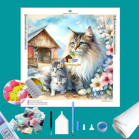 Cat and Kittens Diamond Painting