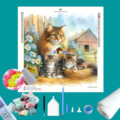 Cat and Kittens Diamond Painting