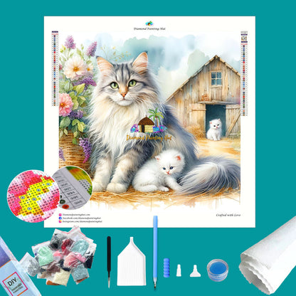 Cat and Kittens Diamond Painting
