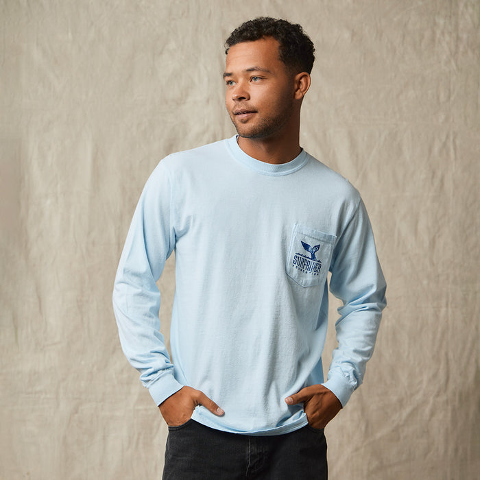 Cetacean Long Sleeve Pocket Tee - Sky Blue