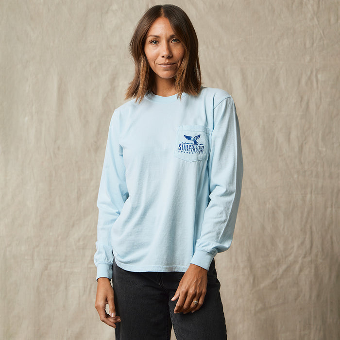 Cetacean Long Sleeve Pocket Tee - Sky Blue