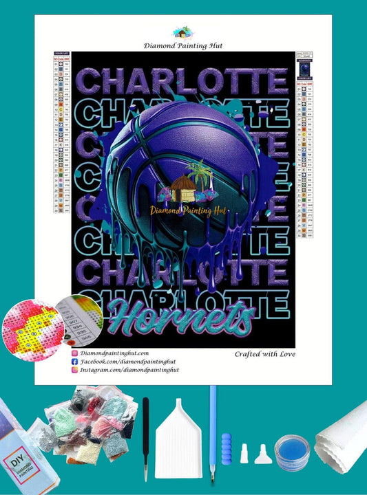 Charlotte NBA Dripping Ball Diamond Painting