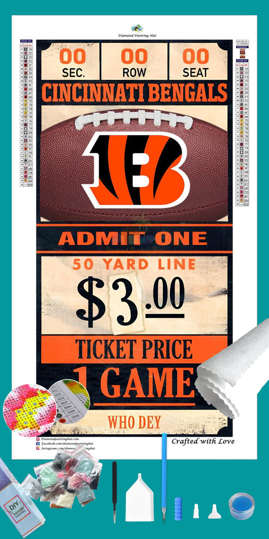 Cincinnati Bengals NFL Ticket Diamond Painting-Diamond Painting Hut