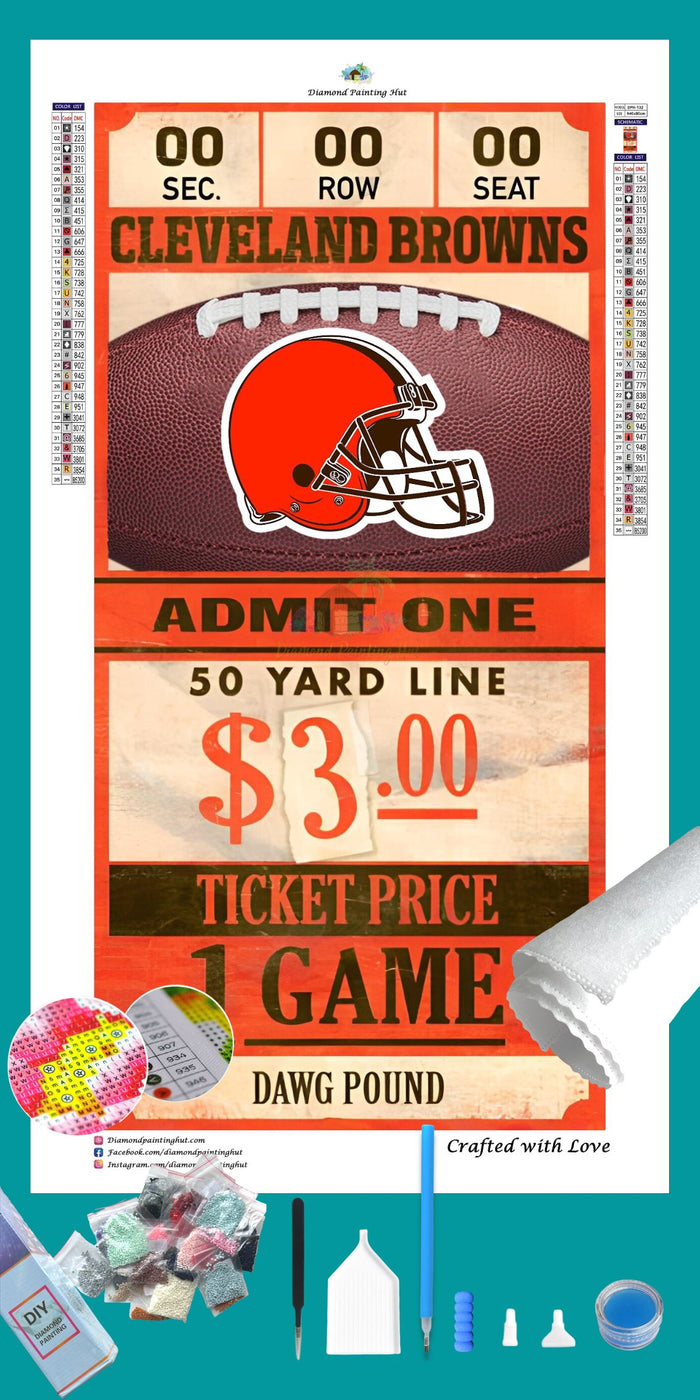 Cleveland Browns NFL Ticket Diamond Painting-Diamond Painting Hut
