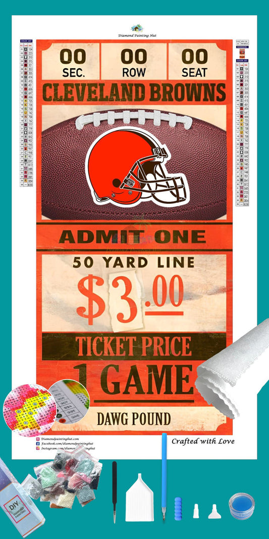 Cleveland Browns NFL Ticket Diamond Painting-Diamond Painting Hut