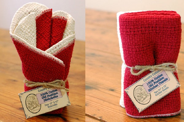 Cotton Kitchen Towel 2pk and Dishcloth 4pk USA Made by Country Cottons