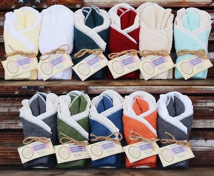 Cotton Kitchen Towel 2pk and Dishcloth 4pk USA Made by Country Cottons
