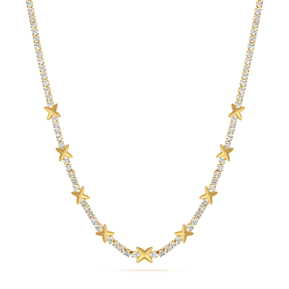 Crystal Fixed Charm Necklace (Gold)