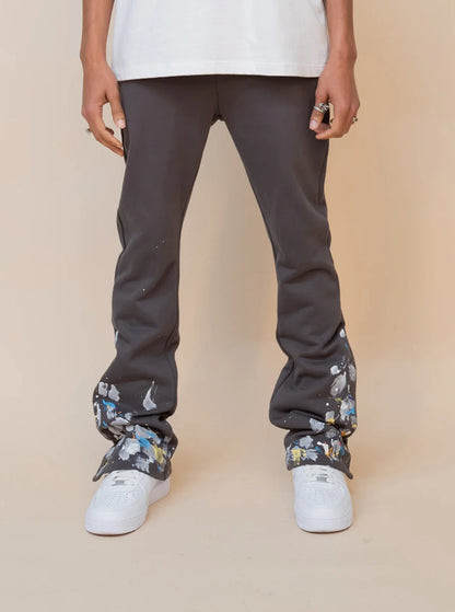 EPTM PAINT SNAP FLARED PANTS - GREY