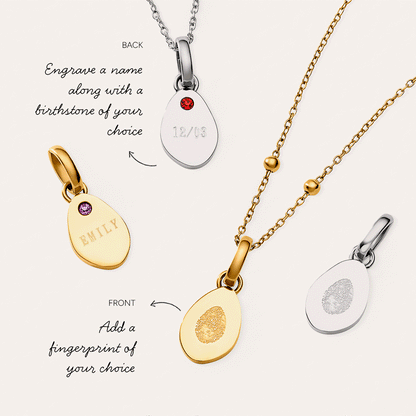 Organic Fingerprint Droplet Necklace (Silver)