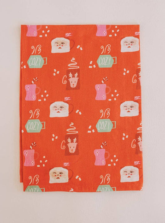 Full Pattern Cozy Mugs Flour Sack Towel