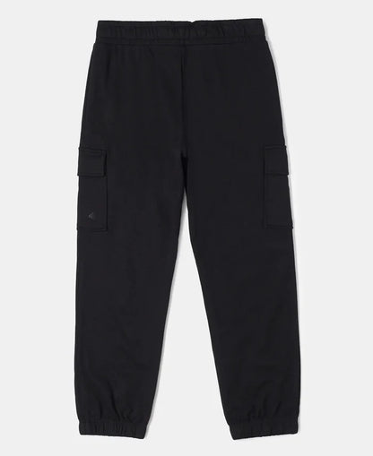 Super Combed Cotton Cargo Pants with Elasticated Hem - Black-2