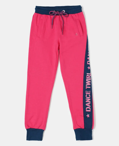 Super Combed Cotton French Terry Graphic Printed Relaxed Fit Joggers - Ruby-1