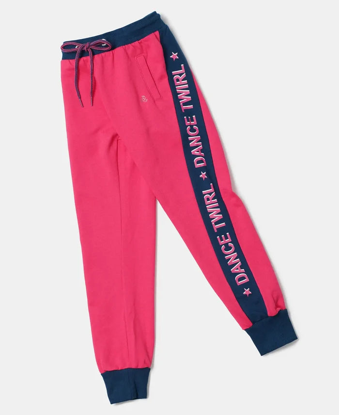 Super Combed Cotton French Terry Graphic Printed Relaxed Fit Joggers - Ruby-5