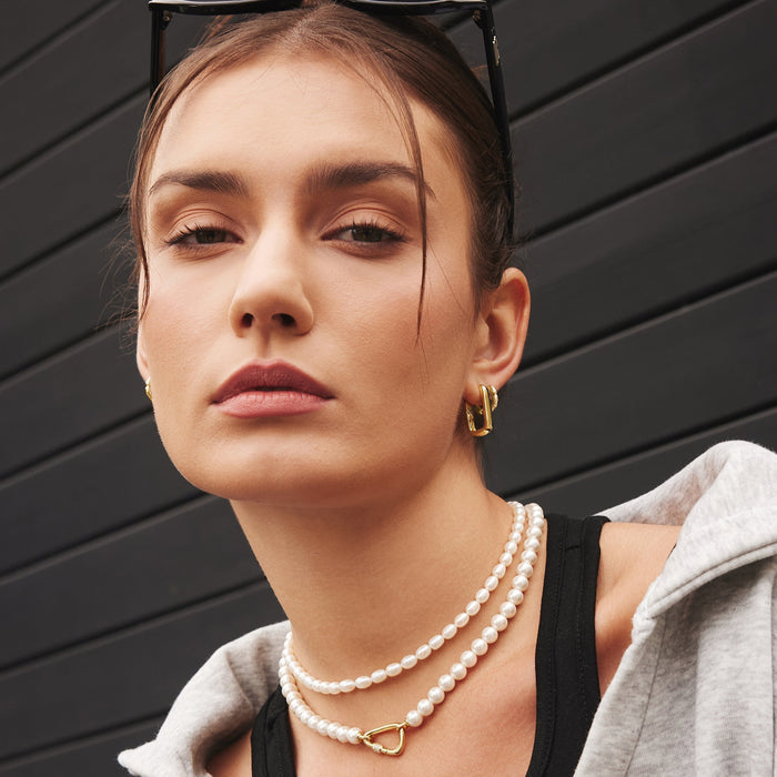 Gold Segmented Puffy Huggie Hoop Earrings