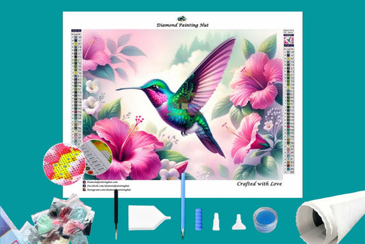 Hummingbird and Flowers Diamond Painting