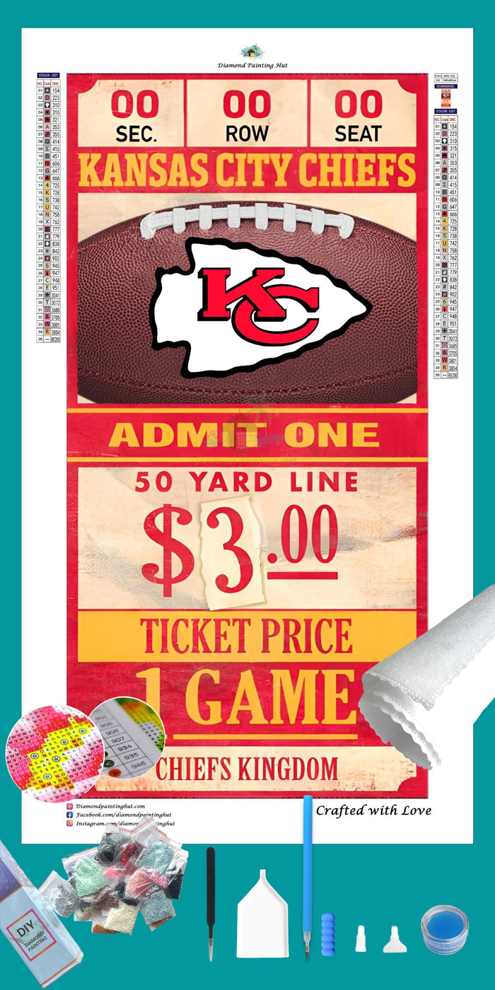 Kansas City Chiefs NFL Ticket Diamond Painting-Diamond Painting Hut