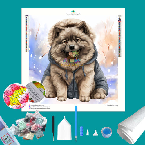 Keeshond Winter Diamond Painting