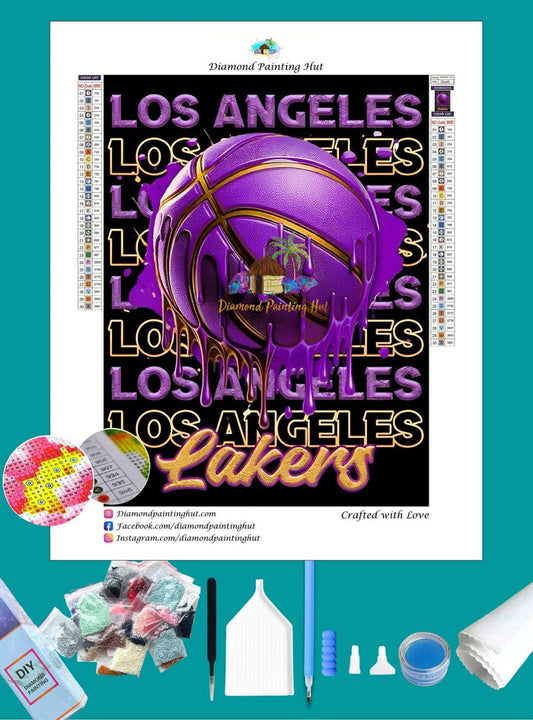 LA Lakers NBA Dripping Ball Diamond Painting