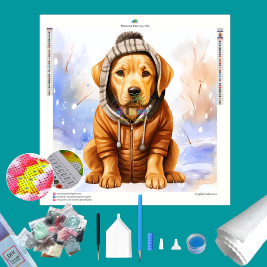 Labrador Retriever Winter Diamond Painting