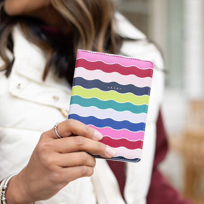 Leatherette Passport Holder - Rainbow Row