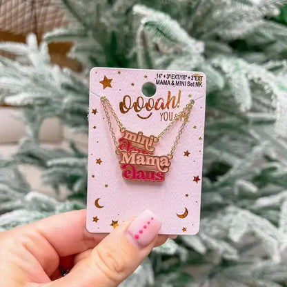 'Mama Claus' & 'Mini Claus' Necklace Set