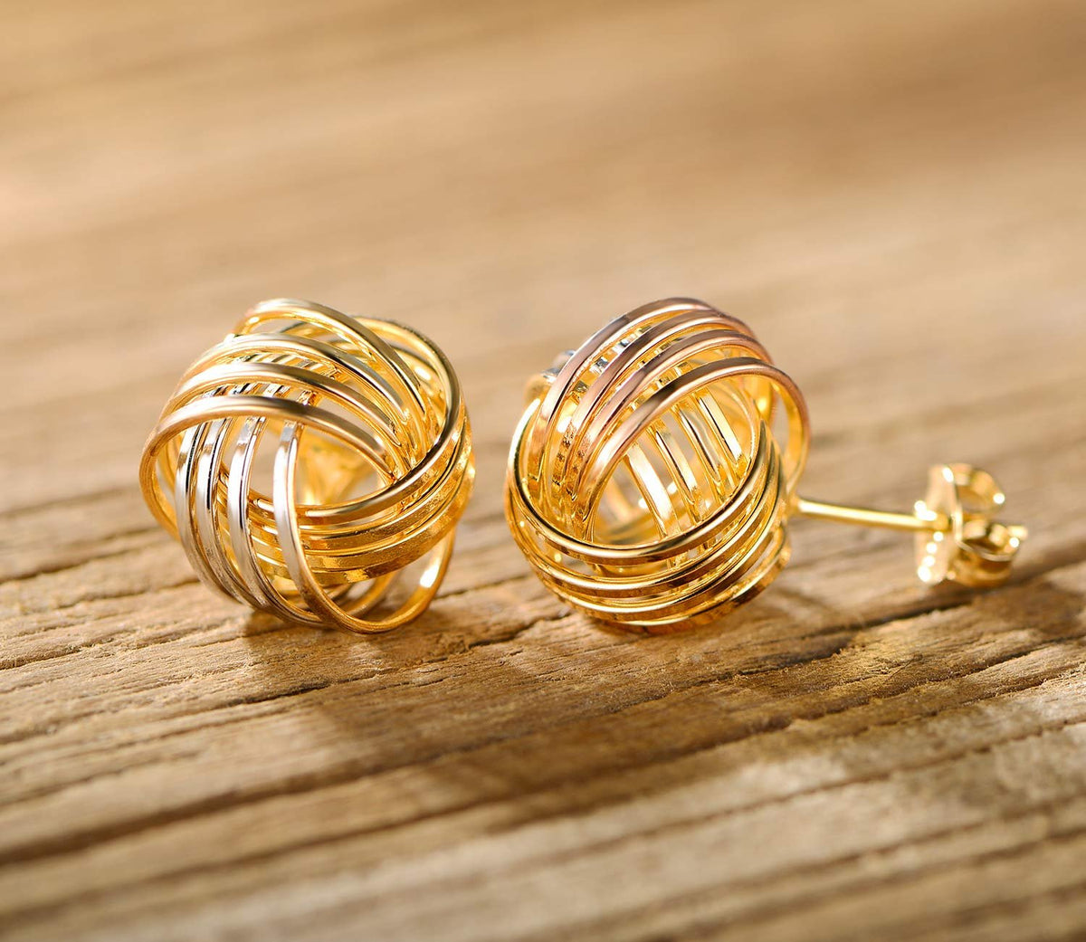 18K Gold Plated Multi Color Twisted Knot Stud Earrings